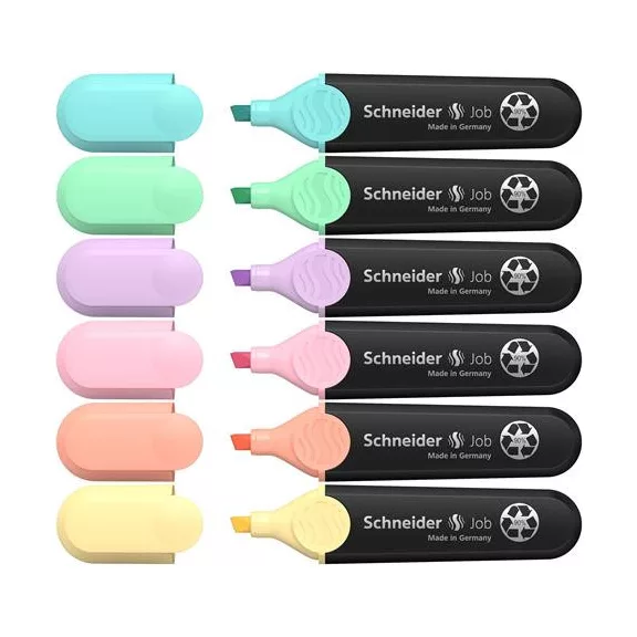 Szövegkiemelő készlet, 1-5 mm, SCHNEIDER "Job Pastel", 6 különböző pasztell szín
