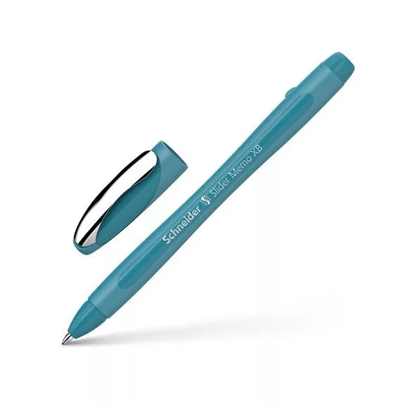Golyóstoll, 0,7 mm, kupakos, SCHNEIDER "Slider Memo XB", pávakék