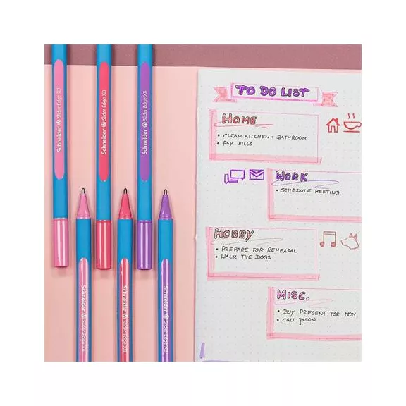 Golyóstoll, 0,7 mm, kupakos, SCHNEIDER "Slider Edge XB Pastel", flamingó