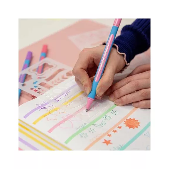 Golyóstoll, 0,7 mm, kupakos, SCHNEIDER "Slider Edge XB Pastel", rózsa