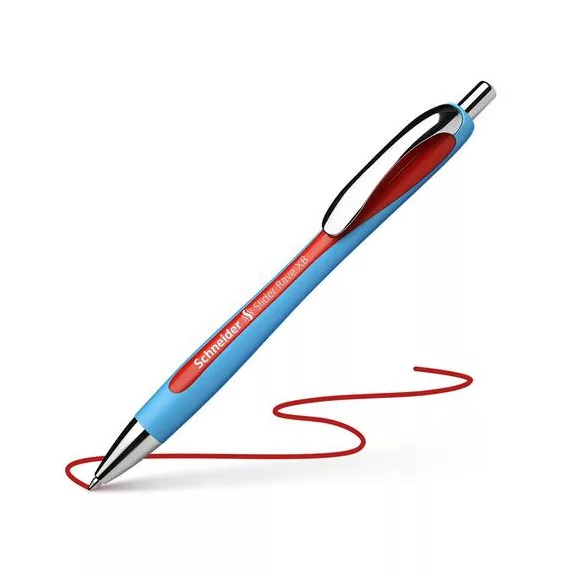 Golyóstoll, 0,7 mm, nyomógombos, SCHNEIDER "Slider Rave XB", piros