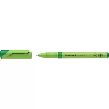  Tűfilc, 0,4 mm, cserélhető betétes, újrahasznosított tolltest, SCHNEIDER "Topliner 911", zöld