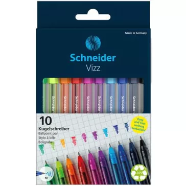   Golyóstoll készlet, 0,5 mm, kupakos, SCHNEIDER "Vizz", vegyes színek
