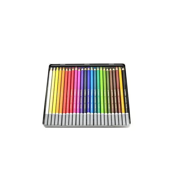 Pasztell ceruza készlet, kerek, fém doboz, STABILO "CarbOthello", 24 különböző szín