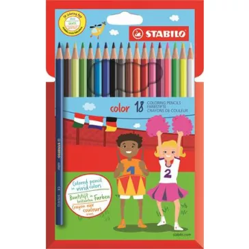   Színes ceruza készlet, hatszögletű, STABILO "Color", 18 különböző szín