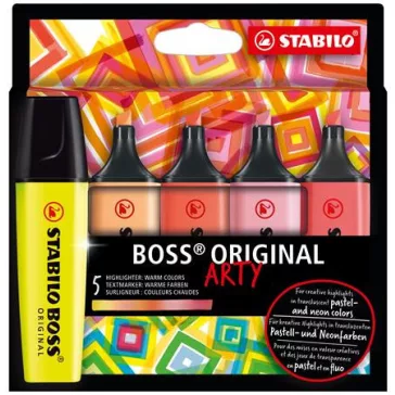   Szövegkiemelő készlet, 2-5 mm, STABILO "BOSS original Arty", 5 meleg szín