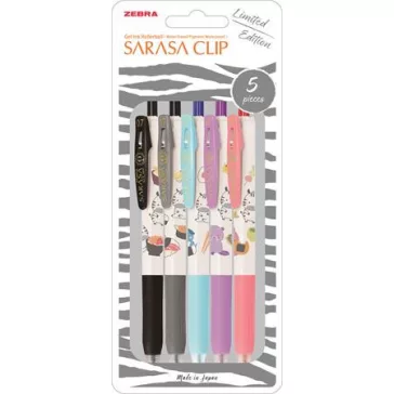   Zseléstoll készlet, 0,33 mm, nyomógombos, ZEBRA "Sarasa Clip Kawai Animal"