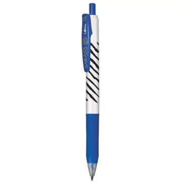   Zseléstoll, 0,33 mm, nyomógombos, csíkos test, ZEBRA "Sarasa Clip", kék