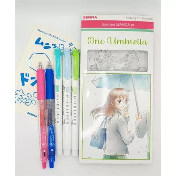   Írószer készlet, ZEBRA "Manga Set, One Umbrella", 5 darabos