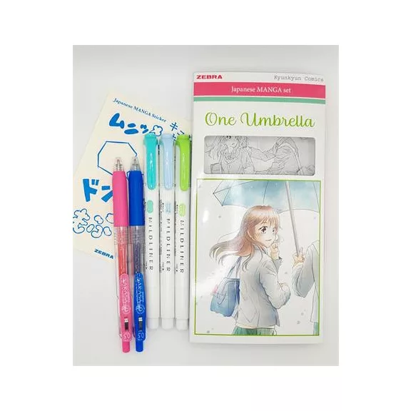 Írószer készlet, ZEBRA "Manga Set, One Umbrella", 5 darabos