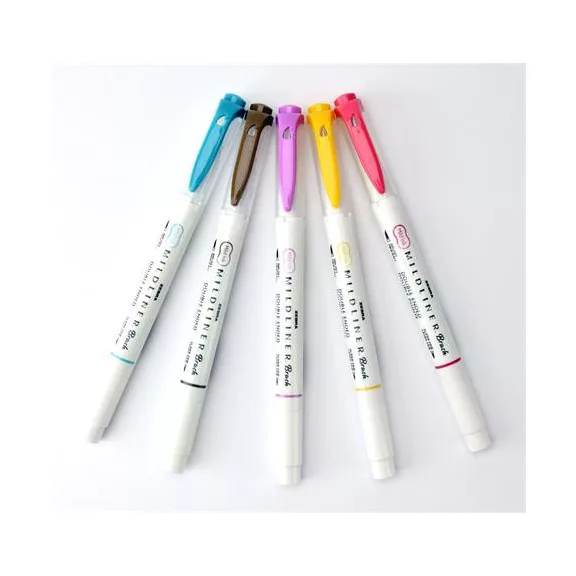 Ecsetirón készlet, kétvégű ZEBRA "Mildliner Warm", 5 szín