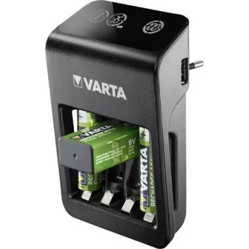   Elemtöltő, AA/AAA/9V, 4xAA 2100 mAh, LCD kijelző, VARTA "Plug"