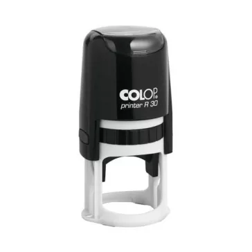  Colop Szövegbélyegző Printer R 30 fekete ház kék párnával kör lenyomattal 30 mm