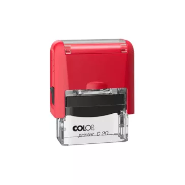   Colop Szövegbélyegző Printer C20 piros átlátszó ház kék párnával 14x38 mm