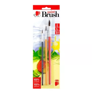   Ecsetkészlet Ico póniszőr fanyelű 3 db-os klt. 4/6/10 festett