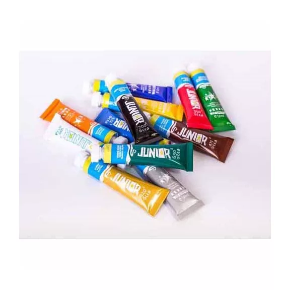 Tempera Junior 12 x 12 ml kemény dobozos ecsettartóval