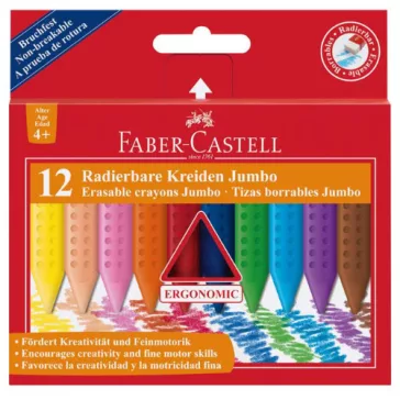   Zsírkréta Faber-Castell Grip Jumbo 12 db-os klt. radírozható
