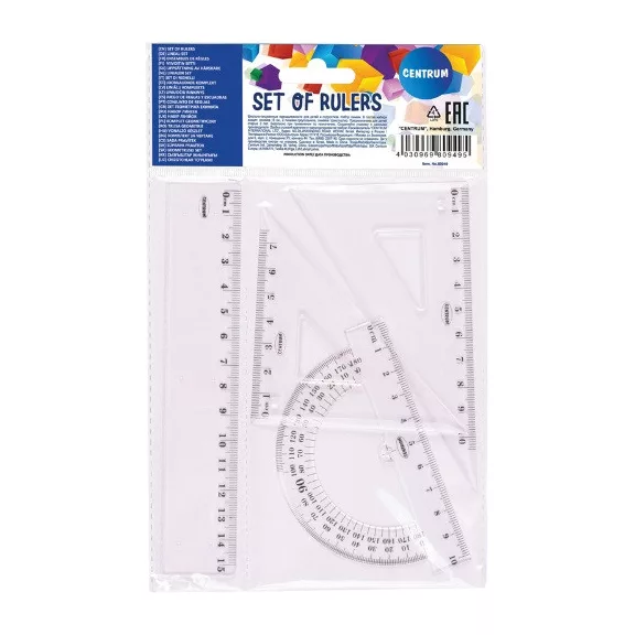 Vonalzó Centrum 4 db-os klt. 20 cm-es vonalzóval