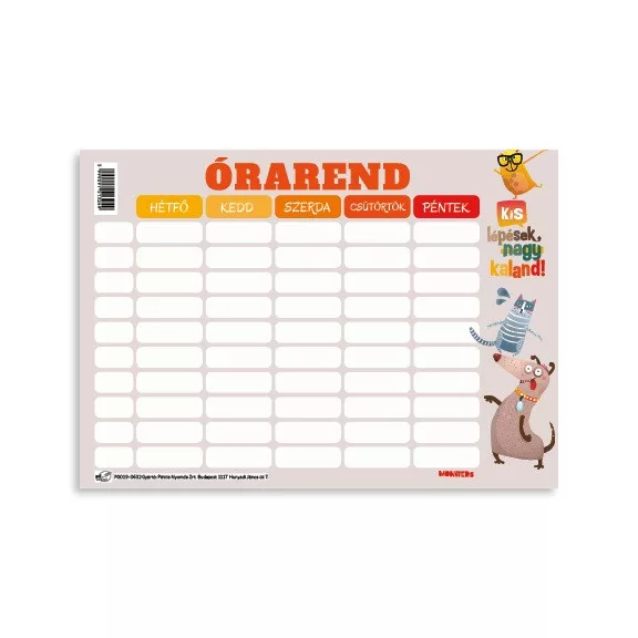 Órarend pd 165x117 mm Monsters 2026