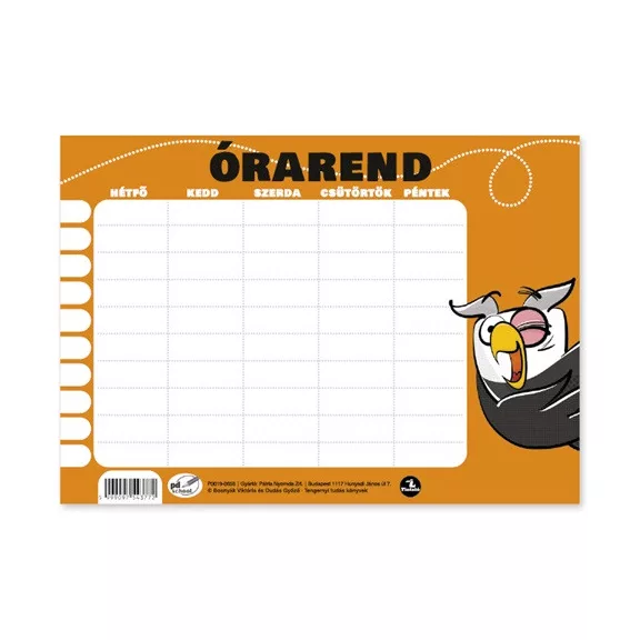 Órarend pd 165x117 mm Tengernyi tudás