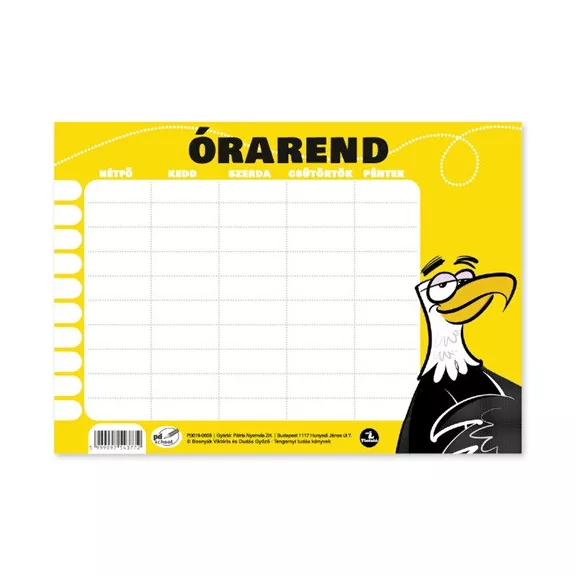 Órarend pd 165x117 mm Tengernyi tudás