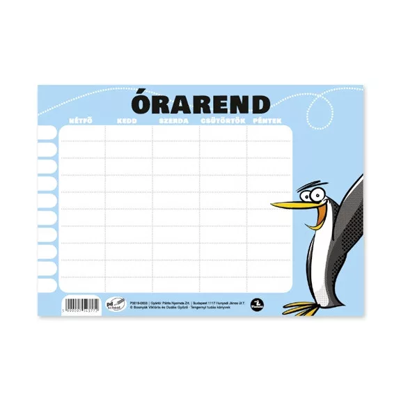 Órarend pd 165x117 mm Tengernyi tudás