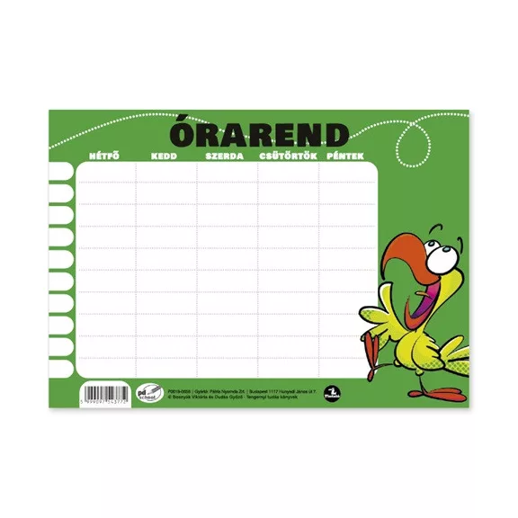 Órarend pd 165x117 mm Tengernyi tudás