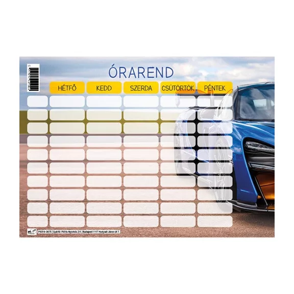 Órarend pd 165x117 mm vegyes