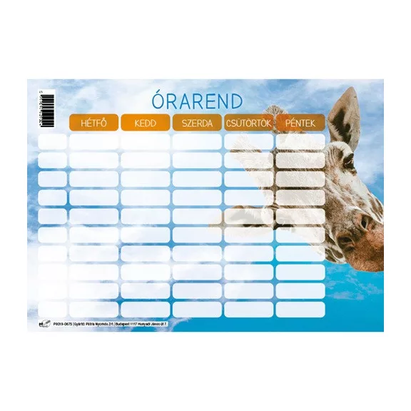 Órarend pd 165x117 mm vegyes
