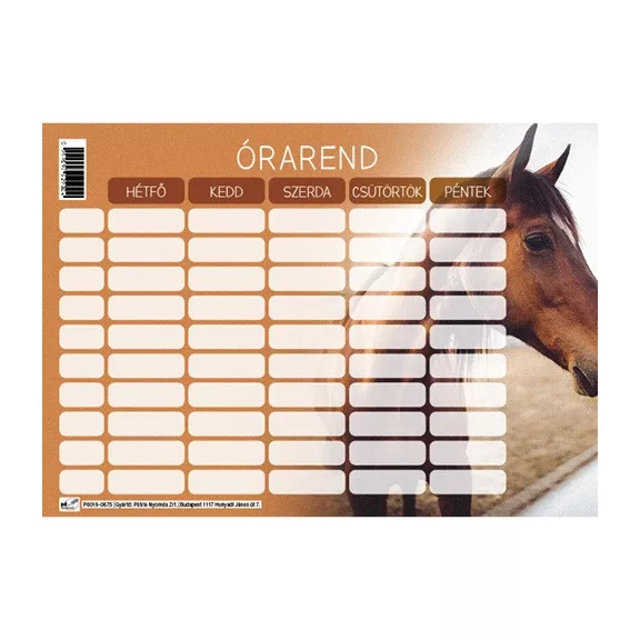 Órarend pd 165x117 mm vegyes