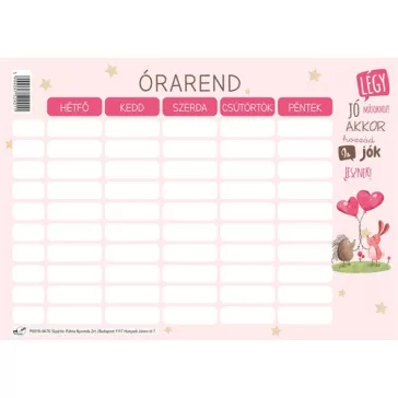 Órarend pd 165x117 mm Monsters