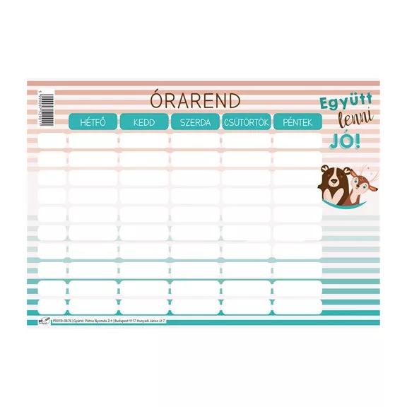 Órarend pd 165x117 mm Monsters