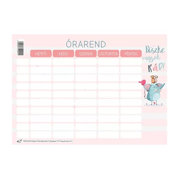 Órarend pd 165x117 mm Monsters