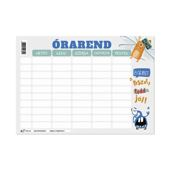 Órarend pd 165x117 mm Monsters