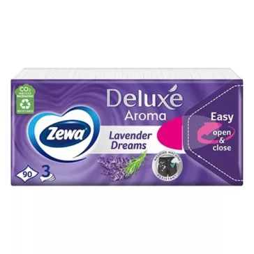 Papírzsebkendő ZEWA Deluxe 3 rétegű 90 db-os Levendula