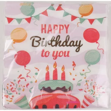   Szalvéta 33x33 cm Happy Birthday(Boldog szülinapot) 20 db/csomag