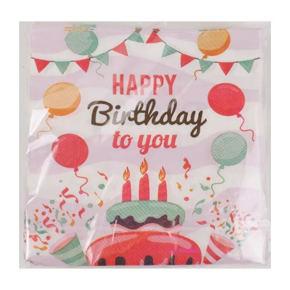 Szalvéta 33x33 cm Happy Birthday(Boldog szülinapot) 20 db/csomag Szalvéta 33x33 cm Happy Birthday(Boldog szülinapot) 20 db/csomag
