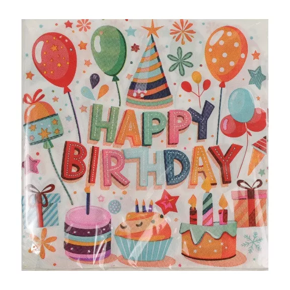 Szalvéta 33x33 cm Happy Birthday(Boldog szülinapot) muffinos 20 db/csomag Szalvéta 33x33 cm Happy Birthday(Boldog szülinapot) muffinos 20 db/csomag