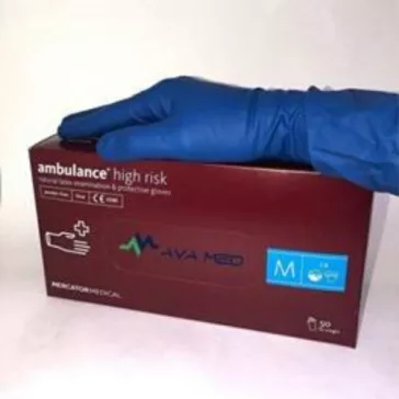   Gumikesztyű Ambulance High Risk kék színű " L "  (50 db/doboz)