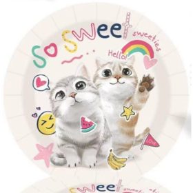 Party tányér 23 cm Cicás 10 db/csomag