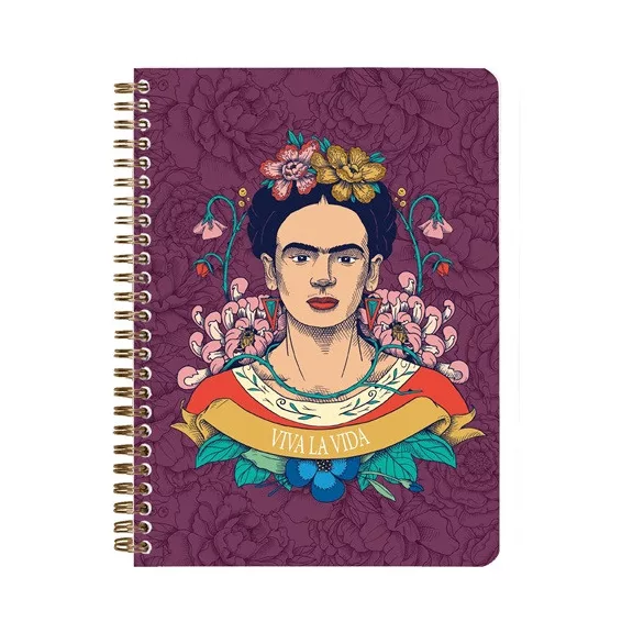 Jegyzetfüzet Clairefontaine Frida Kahlo A/5, spirálos, 74 lapos, vonalas, vegyes minta