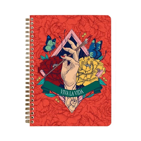 Jegyzetfüzet Clairefontaine Frida Kahlo A/5, spirálos, 74 lapos, vonalas, vegyes minta