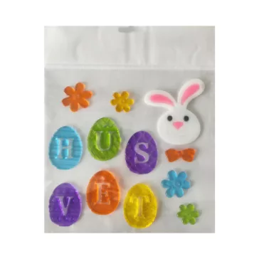 Ablakzselé  nyuszi és tojások 20x25 cm