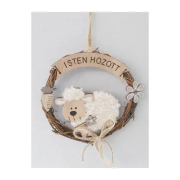Húsvéti kopogtató fa barikás Isten hozott 15x2 cm