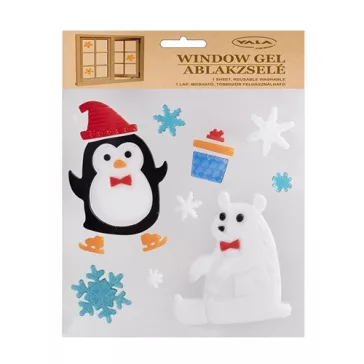Ablakzselé 20x25 cm jegesmaci és pingvin