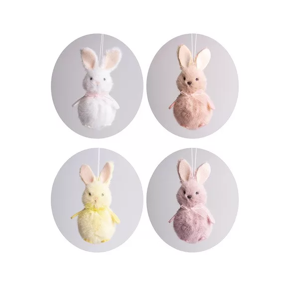 Húsvéti nyuszi gömböc textil akasztóval 8 cm - 4 féle Húsvéti nyuszi gömböc textil akasztóval 8 cm - 4 féle
