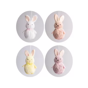 Húsvéti nyuszi gömböc textil akasztóval 8 cm - 4 féle