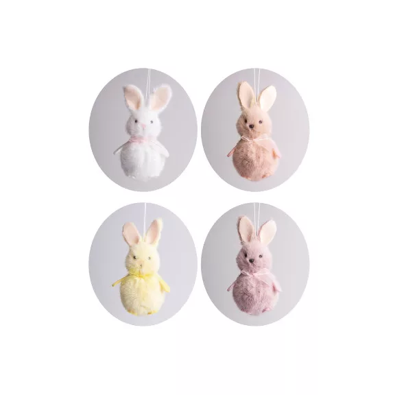 Húsvéti nyuszi gömböc textil akasztóval 8 cm - 4 féle Húsvéti nyuszi gömböc textil akasztóval 8 cm - 4 féle