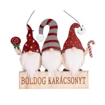   Kopogtató fa 20x28 cm három Orrszakáll, Boldog Karácsonyt