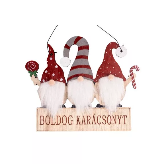 Kopogtató fa 20x28 cm három Orrszakáll, Boldog Karácsonyt Kopogtató fa 20x28 cm három Orrszakáll, Boldog Karácsonyt